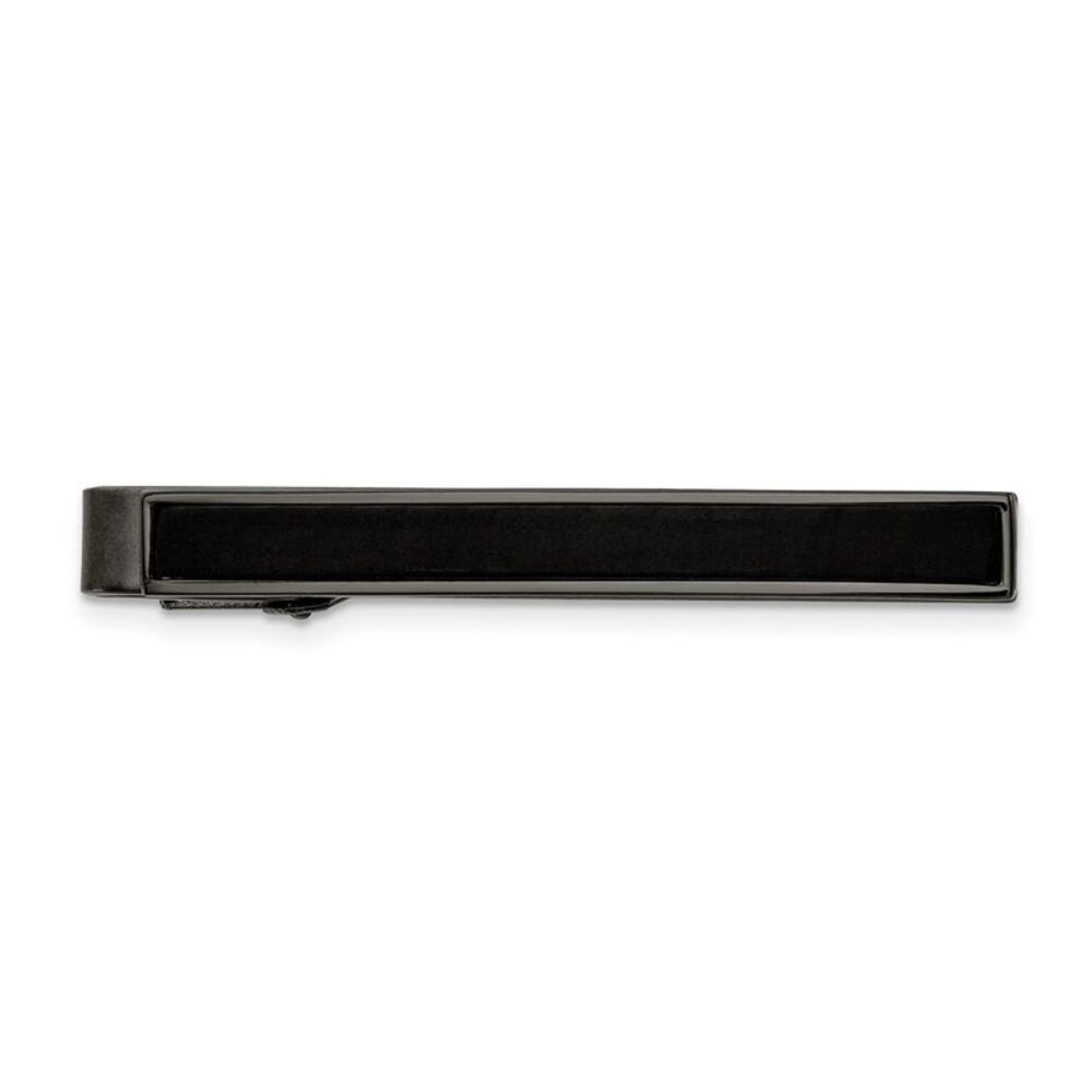 Gun Metal Plated Stainless Steel & Carbon Fiber Tie Bar Clip, 6 x 55mm